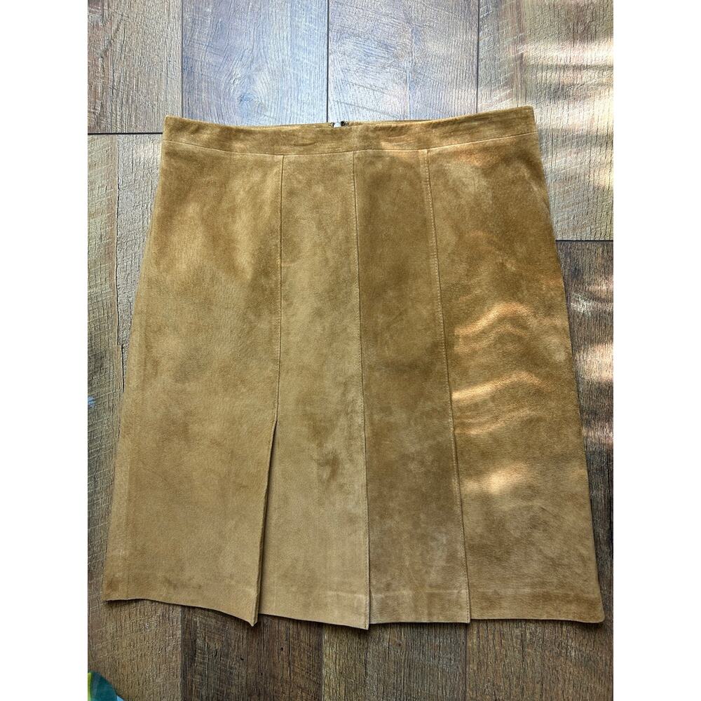 Vintage Ann Taylor LOFT Genuine Suede Leather Skirt Size 6 90s Quiet Luxury